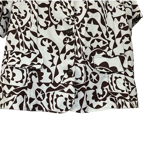 Java Women's Brown/White Floral Print Short Sleeve Jacket | Size 3X (24/26W) - Picture 3 of 8